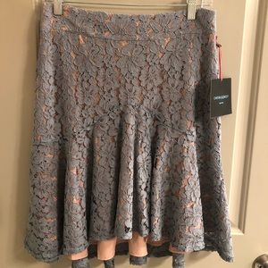 Greyish blue and tan skirt